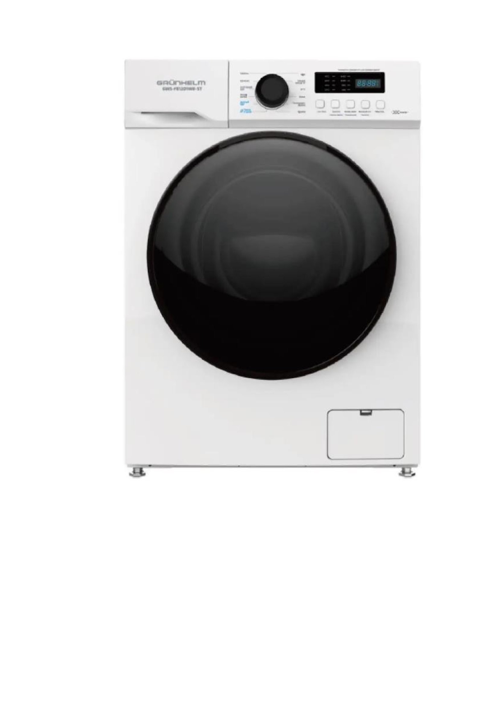 Пральна машина авт. GWS-F812D1WB-ST (чорн/біл. 8кг.1200 об.,BLDC,інверт,пара) (GRUNHELM)